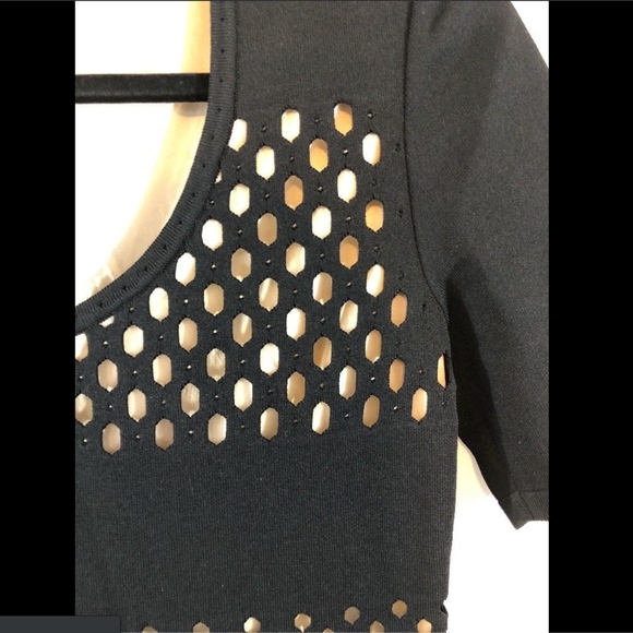 NWT Fendi Abito‎ Lace Effect Short Sleeve Sheath Dress Black/Nude [SZ 42 ] - Picture 8 of 8